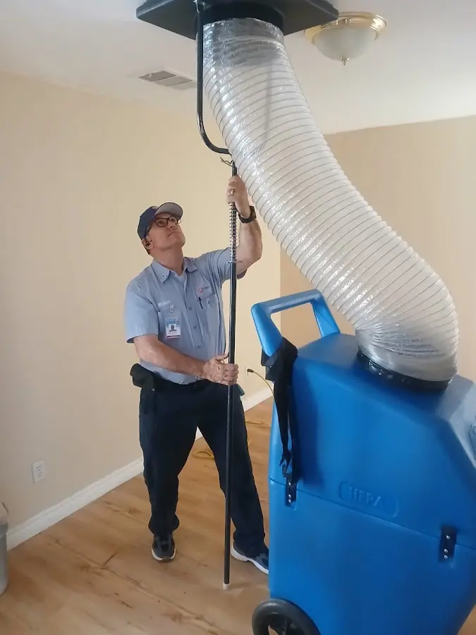 Mini Split Installation technician using HEPA equipment in Cleveland